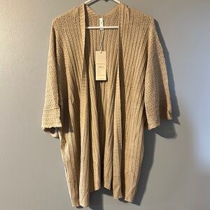 Tan Open-Front Cardigan